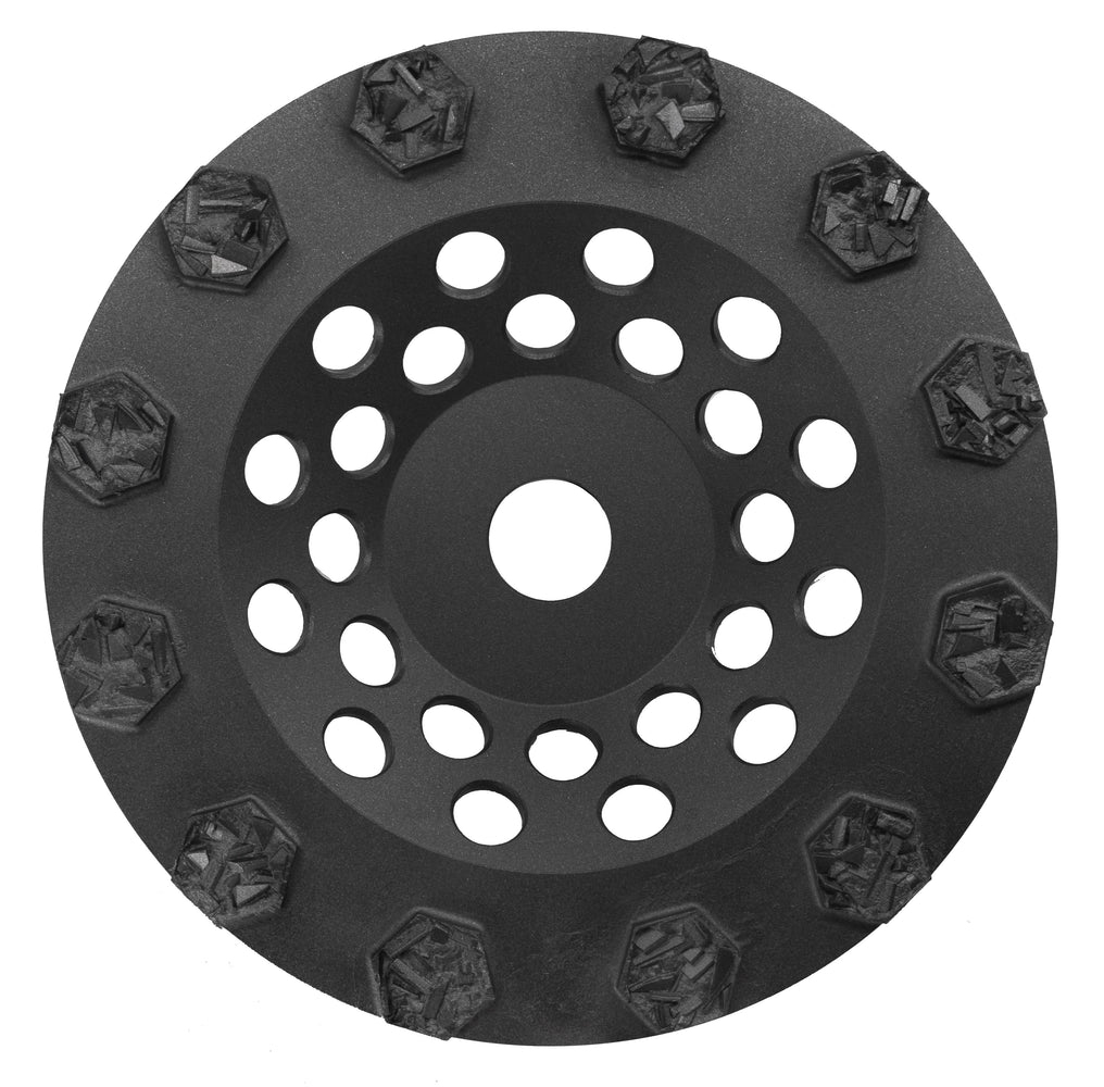 Split PCD Cup Wheel - 12 Round Segments - 7" Size