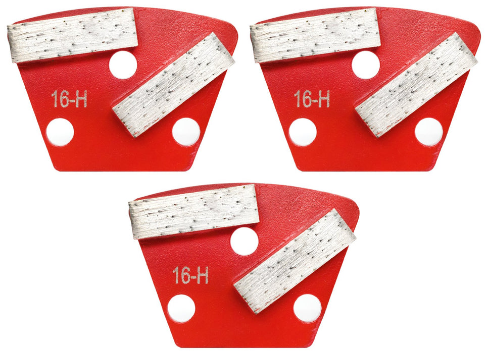 3 Pack-Double Bar Grinding / Polishing Trapezoid, Hard Bond - 12mm Segments, 16 Diamond Grit