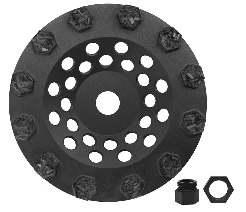 Split PCD Cup Wheel - 12 Round Segments - 7" Size